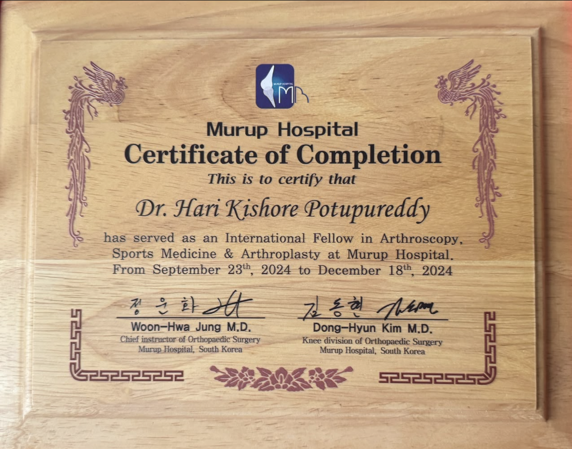International Fellow Certificate - Murup Hospital South Korea